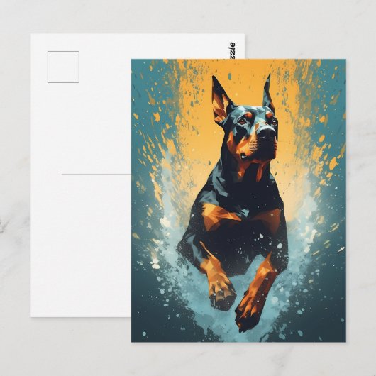 Colorful Doberman Postkarte (Vorne/Hinten)