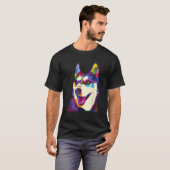 Colorful Dog Rainbow Siberian Husky Puppy Vibrant T-Shirt (Vorne ganz)