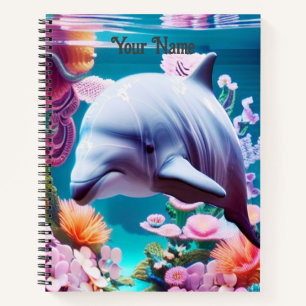 Colorful Dolphin in a Floral Ocean - Ocean Lover  Notizblock