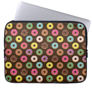 Colorful Donut Pattern In Chocolate Laptopschutzhülle