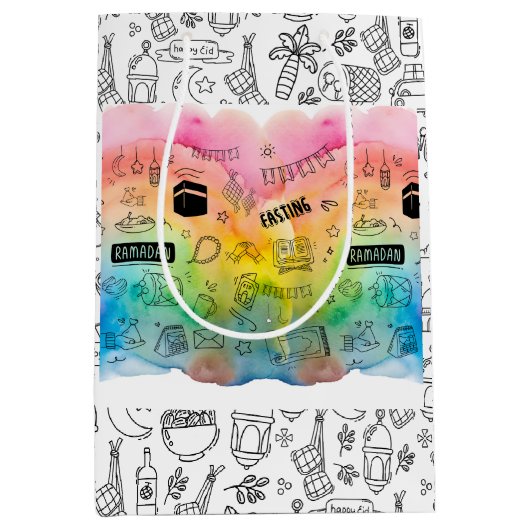 Colorful Doodle Eid Mittlere Geschenktüte (Vorderseite)
