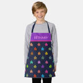 Colorful Doodle Hearts on Blue Personalised Schürze (Getragen)