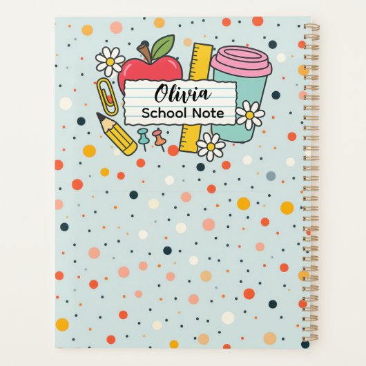 Colorful Dot Back to School Supplies  Planer (Rückseite)