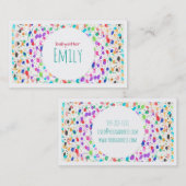 Colorful Dot Sketch Babysitter Business Card Visitenkarte (Vorne/Hinten)