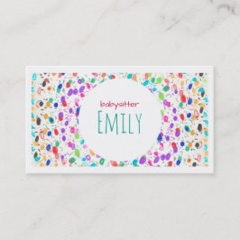Colorful Dot Sketch Babysitter Business Card Visitenkarte
