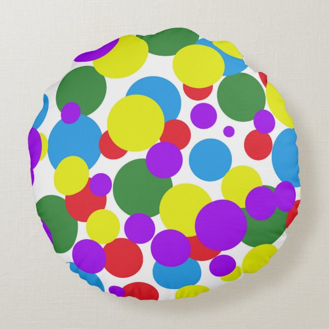 Colorful Dots Rundes Kissen (Rückseite)