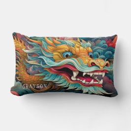 Colorful Dragon Modern Personalized Name Lendenkissen