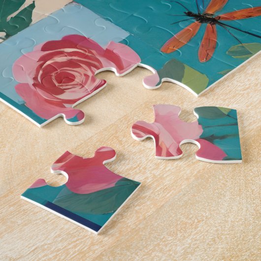 Colorful Dragonflies And Roses Patchwork Puzzle (Seite)
