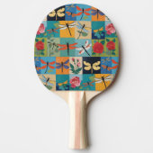 Colorful Dragonflies And Roses Patchwork Tischtennis Schläger (Vorderseite)
