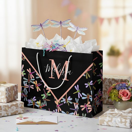 Colorful dragonflies personalized große geschenktüte