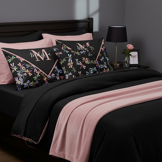 Colorful dragonflies personalized  kissenbezug