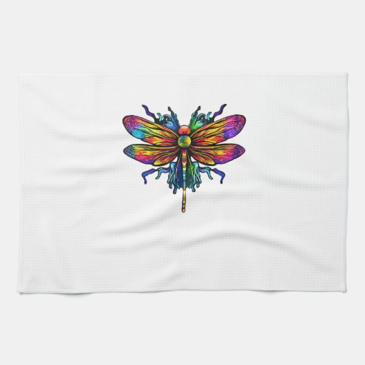 Colorful Dragonfly Art Dragonflies Tie-Dye T-Shirt Geschirrtuch (Horizontal)