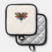 Colorful Dragonfly Art Dragonflies Tie-Dye T-Shirt Topflappen (Vorderseite/Rückseite)