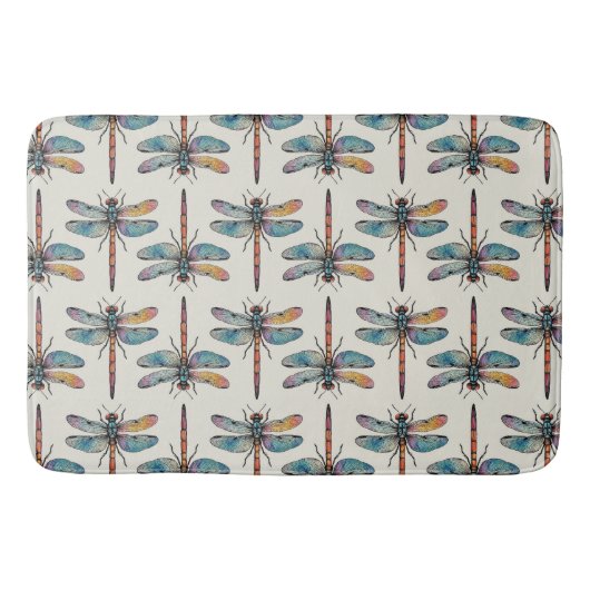Colorful Dragonfly Pattern Badematte (Vorderseite)