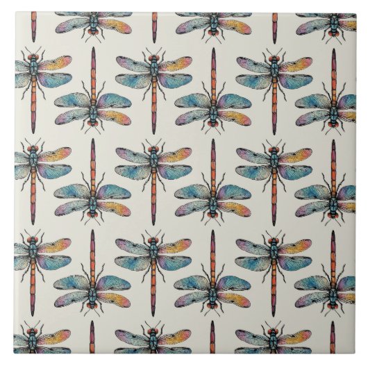 Colorful Dragonfly Pattern Fliese (Vorderseite)