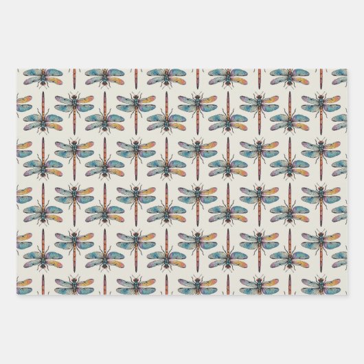 Colorful Dragonfly Pattern Geschenkpapier Set (Vorderseite 3)
