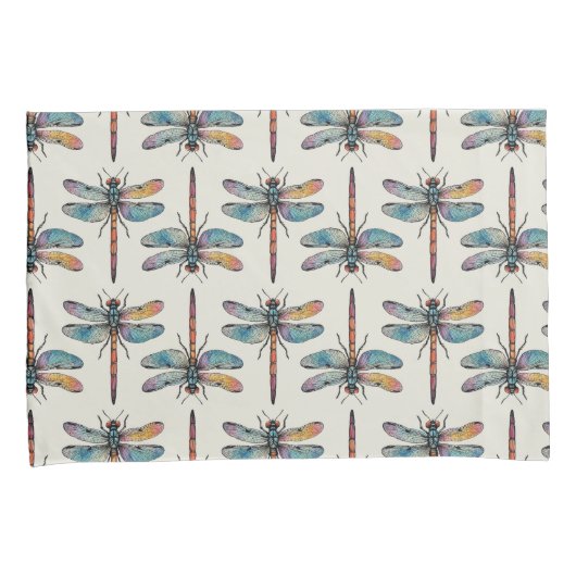 Colorful Dragonfly Pattern Kissenbezug (Vorderseite-Rechts)