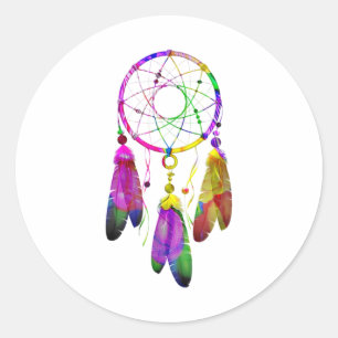 Colorful Dreamcatcher Feathers Native American Inn Runder Aufkleber