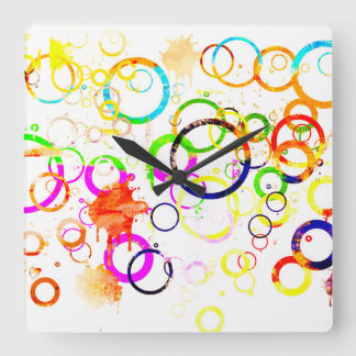 Colorful drink rings quadratische wanduhr