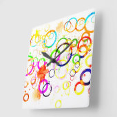 Colorful drink rings quadratische wanduhr (Winkel)