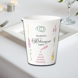 Colorful Drinks and Bottles Retirement Party Pappbecher