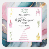 Colorful Drinks and Bottles Retirement Party Quadratischer Aufkleber (Vorderseite)