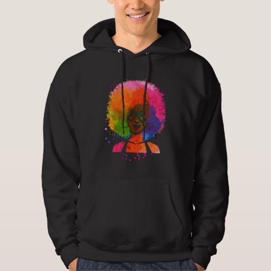 Colorful Dripping In Melanin Afro Queen Hoodie (Vorderseite)