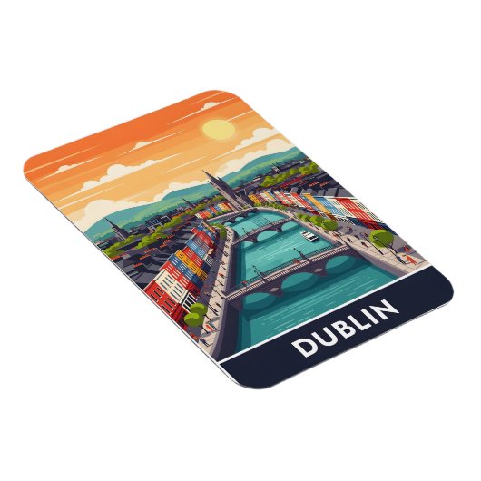 Colorful Dublin Cityscape – River Liffey & Bridges Magnet (Rechte Seite)
