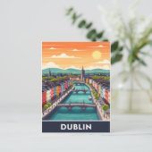 Colorful Dublin Cityscape – River Liffey & Bridges Postkarte (Stehend Vorderseite)
