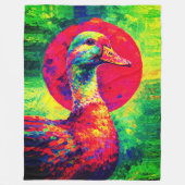 Colorful Duck Portrait Vibrant Impasto Fleecedecke (Vorderseite)