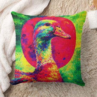 Colorful Duck Portrait Vibrant Impasto Kissen