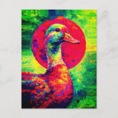 Colorful Duck Portrait Vibrant Impasto Postkarte (Vorderseite)