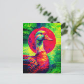 Colorful Duck Portrait Vibrant Impasto Postkarte (Stehend Vorderseite)