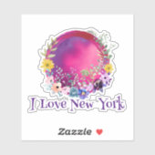Colorful Earth I Liebe New York Sticker (Blatt)