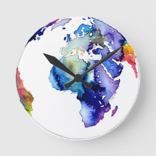 Colorful Earth Runde Wanduhr (Vorderseite)