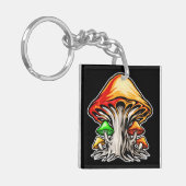 Colorful Earthy Psychedelic Mushroom Art Schlüsselanhänger (Vorderseite links)