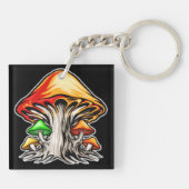 Colorful Earthy Psychedelic Mushroom Art Schlüsselanhänger (Rückseite)