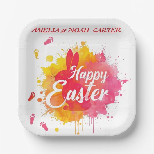 COLORFUL  Easter BRUNCH & HUNT Pappteller (Vorderseite)