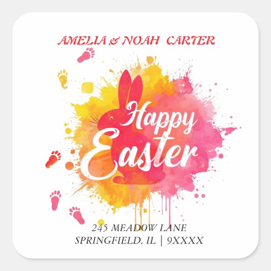 COLORFUL  Easter BRUNCH & HUNT Quadratischer Aufkleber (Vorderseite)