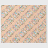 Colorful Easter Bunnies with Bows Geschenkpapier (Flach)