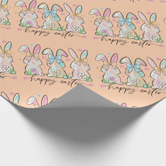 Colorful Easter Bunnies with Bows Geschenkpapier (Ecke)