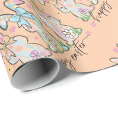 Colorful Easter Bunnies with Bows Geschenkpapier (Rolleneckpunkt)