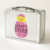 Colorful Easter Chick in Painted Egg Metall Brotdose (Rückseite)