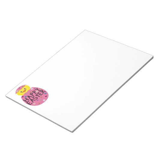 Colorful Easter Chick in Painted Egg Notizblock (angewinkelt)