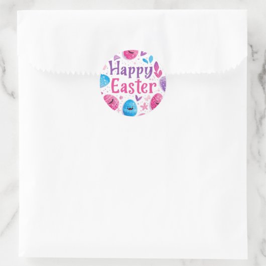 Colorful Easter Egg Hunt Classic Round Sticker  (Tasche)