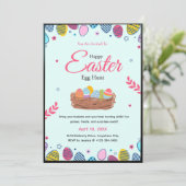Colorful Easter Egg Hunt Party Invitation Einladung (Stehend Vorderseite)