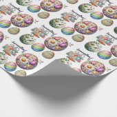 Colorful Easter Eggs Pattern Custom Name  Geschenkpapier (Ecke)