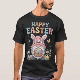 Colorful Easter Gnome Holding Basket Of Eggs  T-Shirt