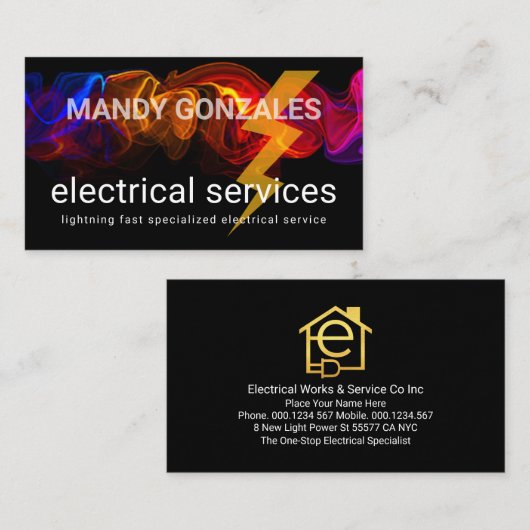 Colorful Electric Lightning Wave Electrical Visitenkarte (Vorne/Hinten)