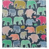 Colorful Elephants, Pattern Of Elephants, Zigzag Duschvorhang (Vorderseite)